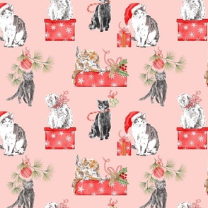 favorite things christmas cats pink medium scale