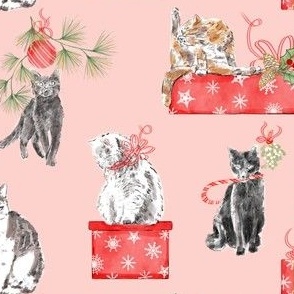 favorite things meowy christmas cats pink small scale