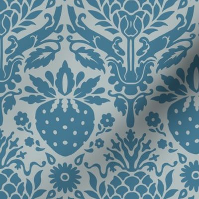 strawberry fields damask blue and gray | medium