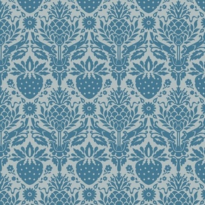 strawberry fields damask blue and gray | medium