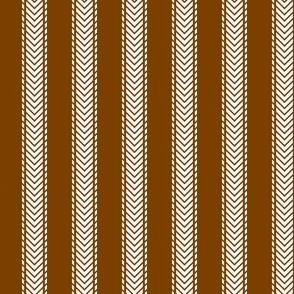 Double Arrow Ticking Stripe - White Chocolate Brown