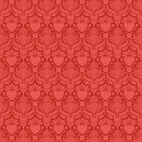 strawberry fields damask viva magenta and gray sand | small