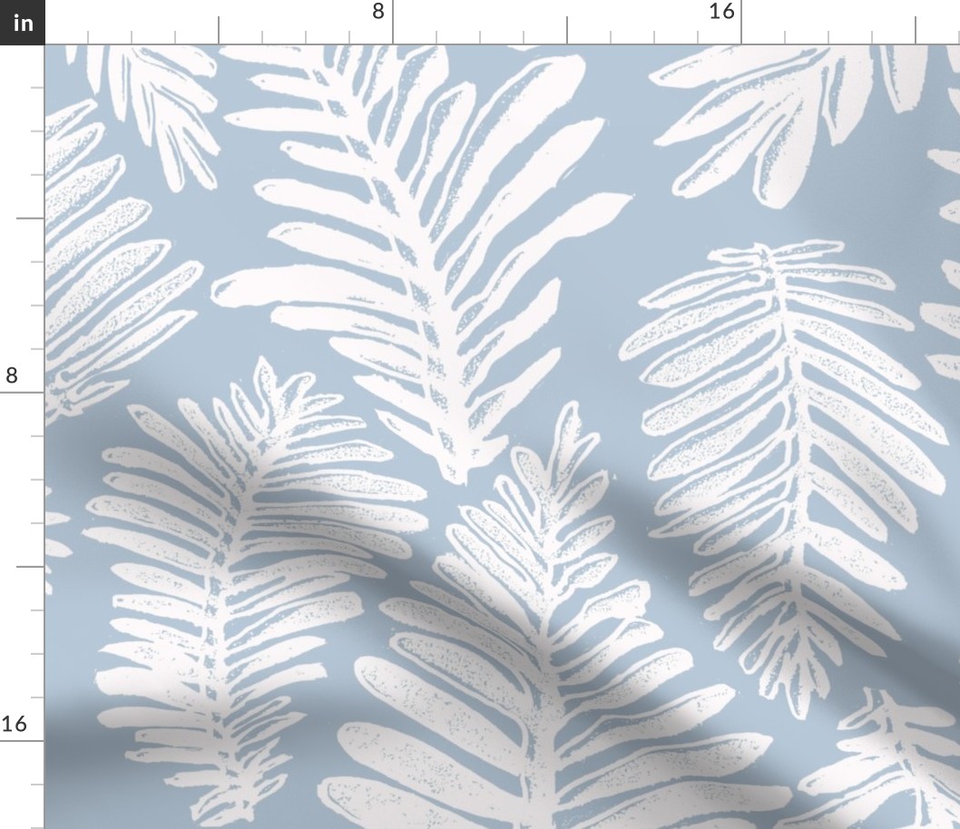 rustic leaves beach house blue and white - 24" repeat