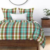 Woodland Walk Plaid Multi Ivory Aqua Large Scale