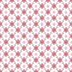 Red Pink Plum Snowflakes on White
