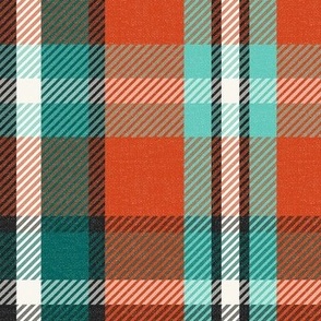 Woodland Walk Plaid Multi Red Teal Large Scale