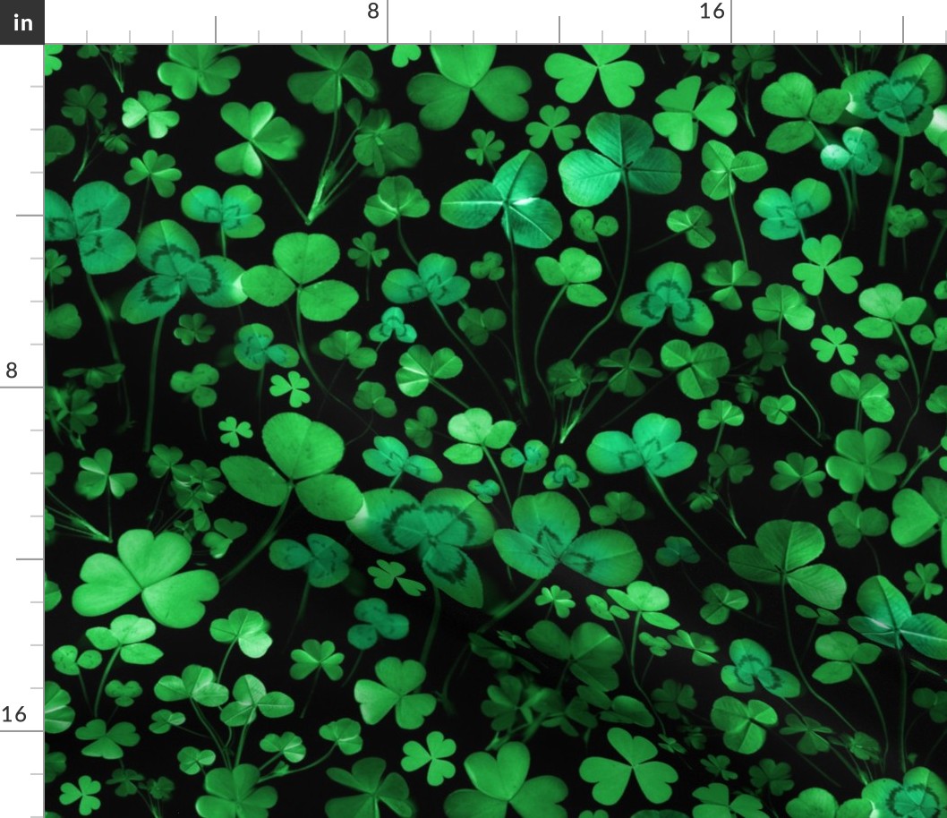 Evening Green Shamrocks and Clovers (large scale) 