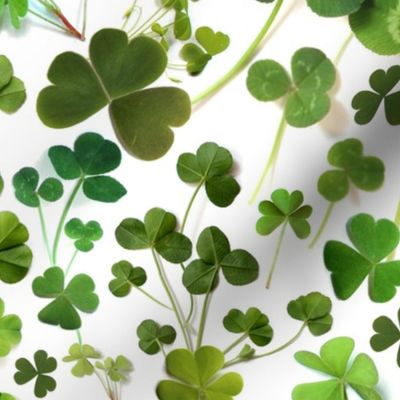 Green Shamrocks and Clovers (large scale) 