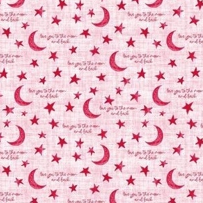 Stars and Moon with saying Love you to the Moon and back - Ditsy Scale - Viva Magneta bb2649 Pantone 2023