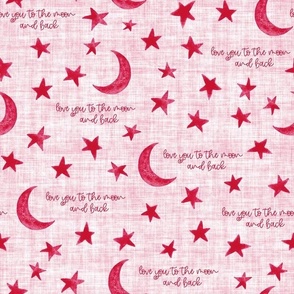 Stars and Moon with saying Love you to the Moon and back - Medium Scale - Viva Magneta bb2649 Pantone 2023