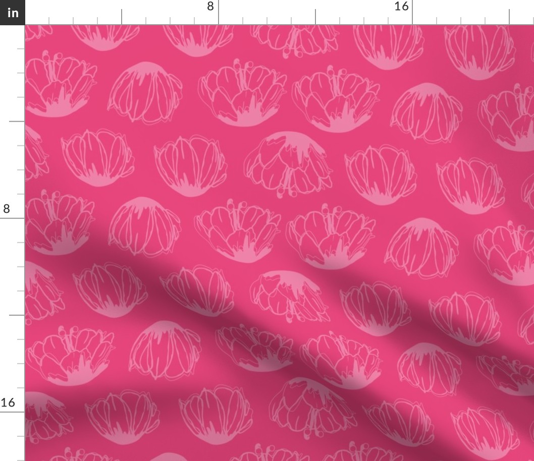 Curuba Flower Line Fucsia Fabric Spoonflower