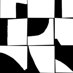Black and White Inverse Geometric Abstract Mosaic