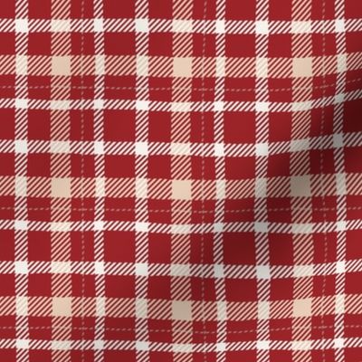 Woven plaid red white