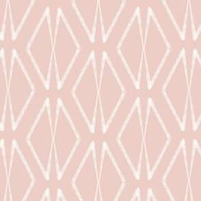 Block Print with Geometric  Diamond Pattern in Blush Pink, 30