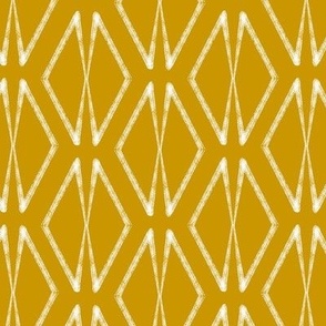 Block Print with Geometric  Diamond Pattern in Mustard, 30