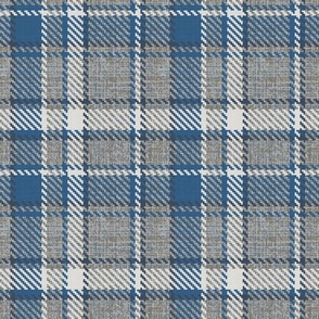 Tweed Mohair Woollen Tartan Cloth Blue Grey