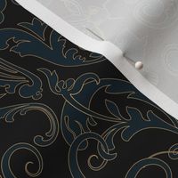 OCTOPUS'S GARDEN - TEAL WITH GOLD EFFECT OUTLINES ON MIDNIGHT BLACK