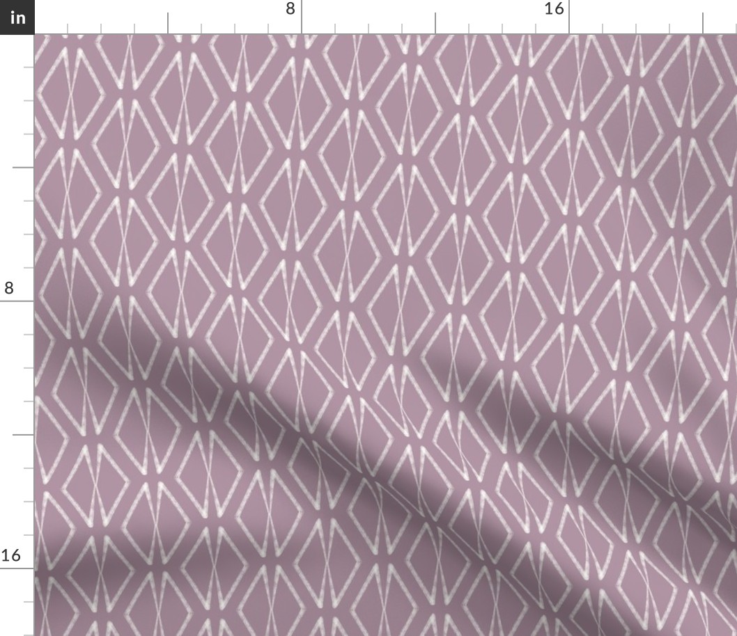 Block Print with Diamond Geometric Pattern in Dusty Lavender, Mini, 25 