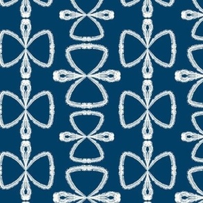 Block Print with Butterfly Pattern in Indigo Blue,  Mini,  20 