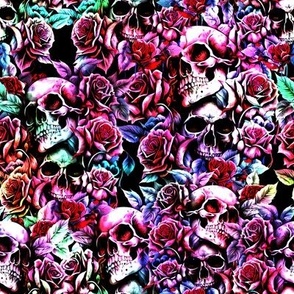 skulls and roses rainbow