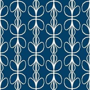 Geometric Flower Stripes in Indigo Blue for Scandi or Midcentury Decor, 40