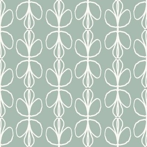 Geometric Flower Stripes in Sage Green for Scandi or Midcentury Decor, 40