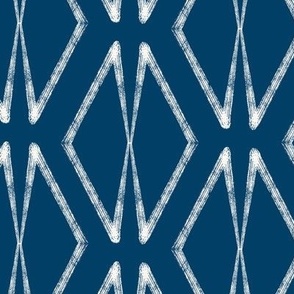 Geometric Block Print with Diamond  in Indigo Blue,  50 