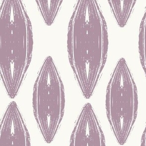 Block Print, Oval,  Dusty Lavender on Creme, 100 