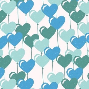 Heart Balloons Multicolor in Blue and Green