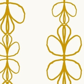 Flower Stripes in Mustard on Creme for Scandi Decor, 45 