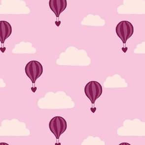 Hot Air Balloon Hearts in Purple