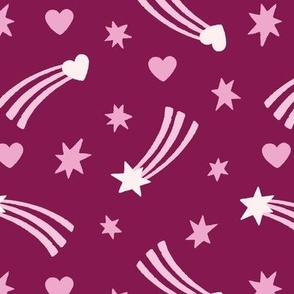 Shooting Stars and Hearts in Purple