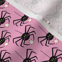 spiders with peppermint on pink