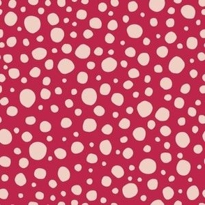 Irregular Uneven Polka Dots - Small Scale - Viva Magenta Pantone 2023 Pale dogwood