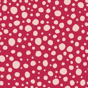 Irregular Uneven Polka Dots - Medium Scale - Viva Magenta Pantone 2023 Pale dogwood