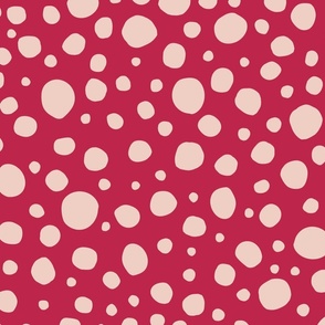 Irregular Uneven Polka Dots - Large Scale - Viva Magenta Pantone 2023 Pale dogwood