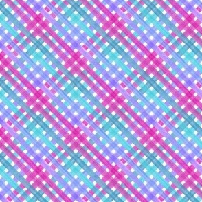 Tiny diagonal pink purple blue watercolour  stripes