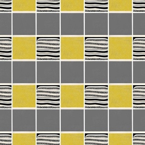 Abstract Gold Gray White Palette Patterned and Textured Checker Squares Pattern by kedoki