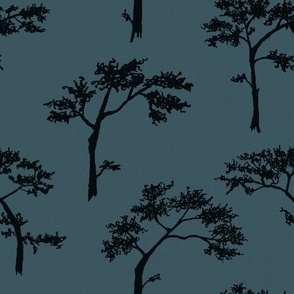 Cheongsapo Ink Trees - teal & black - Large