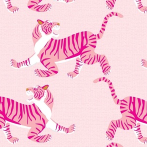 Tigers pink on pale pink