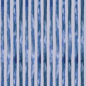 Hand Painted Watercolour Stripes Blue Small