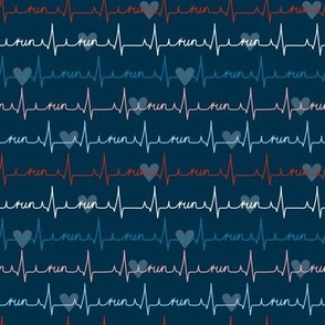 (S) Heart beat cardiogram for runners dark blue