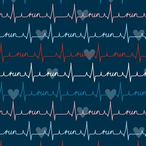 (L) Heart beat cardiogram for runners dark blue