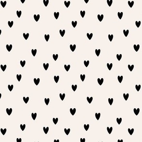 Small / Black Hearts Textured on Off-White