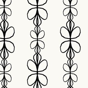 Hand Drawn Floral Stripe in Black,  25