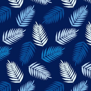 Palm Leaves Deep Blue