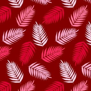 Palm Leaves Red And Pink