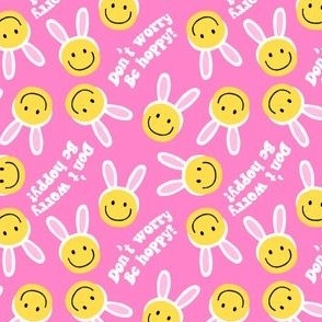 (small scale) Don't worry be hoppy! - Easter Happy Faces - dark pink - LAD22