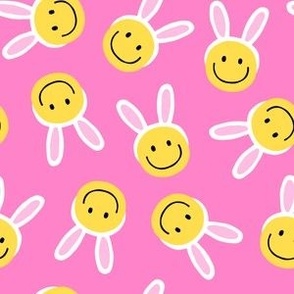 Easter Happy Faces - bright pink - LAD22