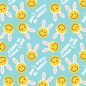 (small scale) Don't worry be hoppy! - Easter Happy Faces - light blue - LAD22